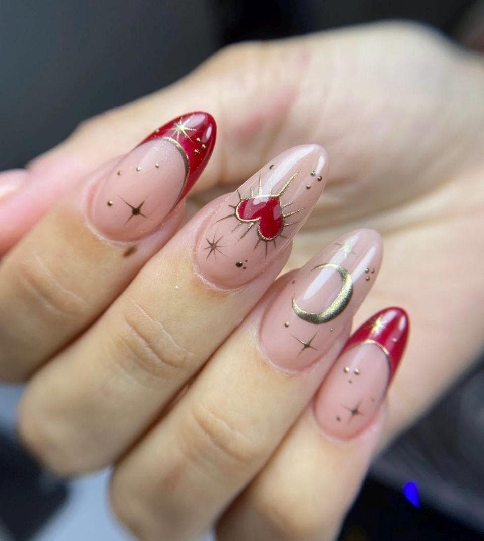 Handmade Press On Nails: Luxury, Almond Round Short, Hand Painted Custom, Valentines