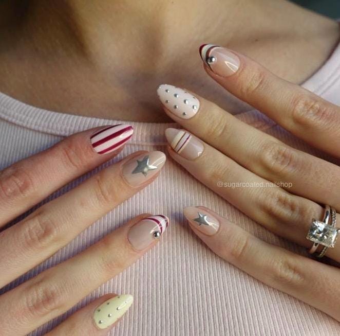 Handmade Press On Nails: Luxury, Almond Round Short, Hand Painted Custom, Gel