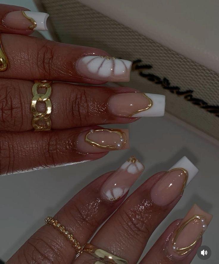 Gold Chrome Bloom Gel Press On Nails