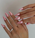 Handpainted Pink Glaze Gel Press On Nails