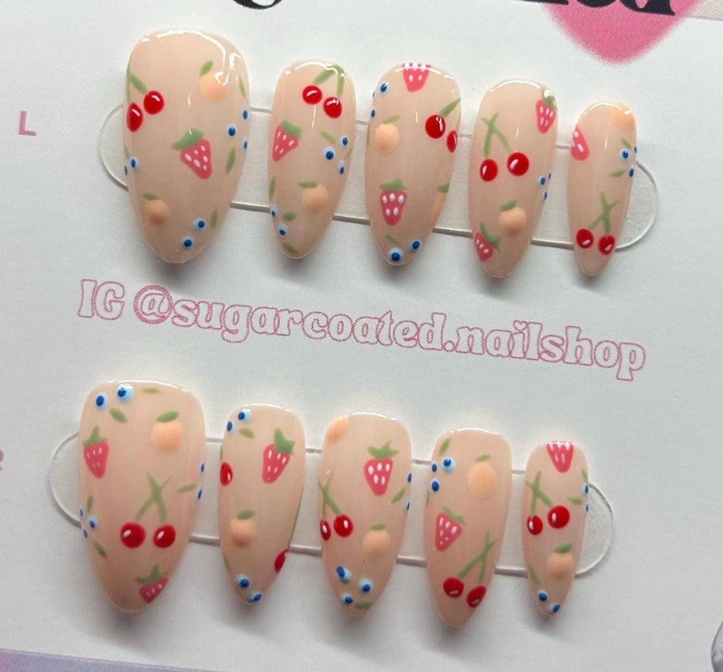 Handpainted Gel Press On Nails