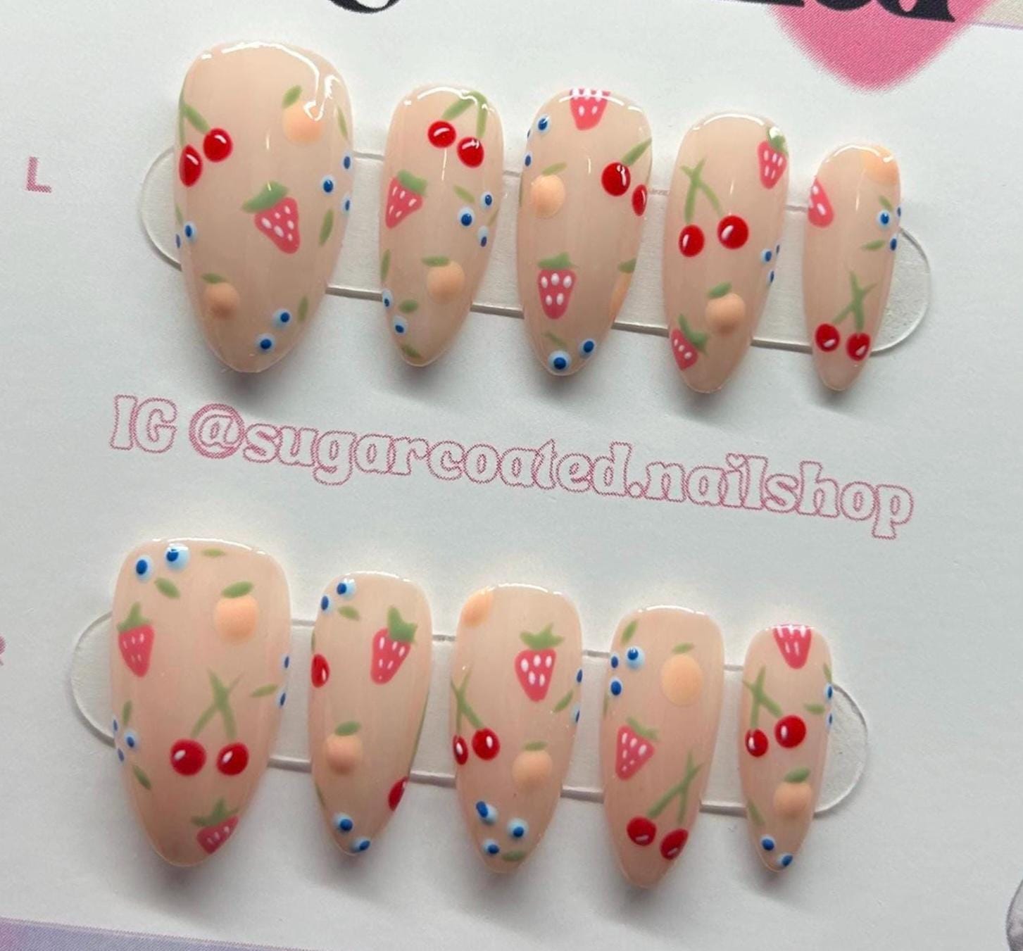 Handpainted Gel Press On Nails