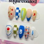 Handpainted Gel Press On Nails