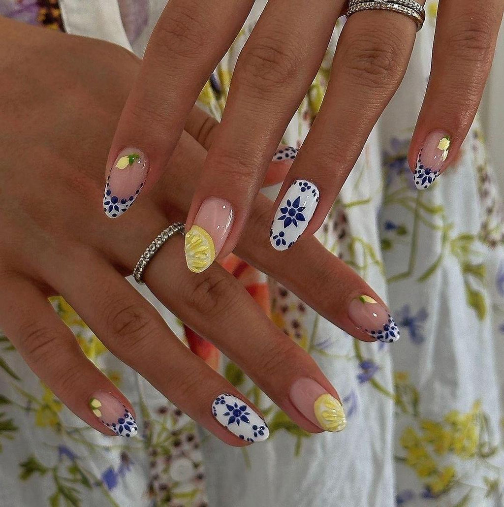 Hand-Painted Gel Press On Nails
