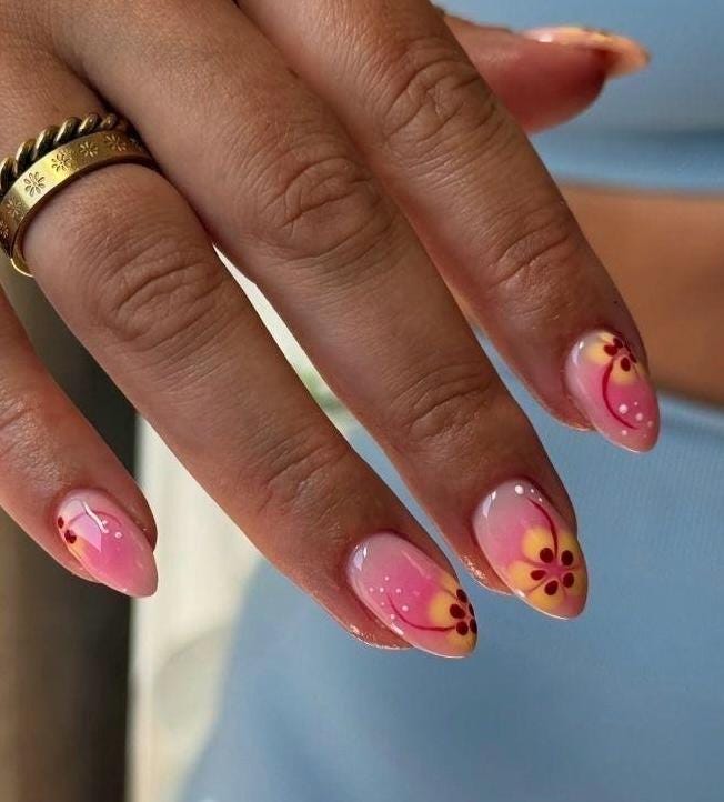 Hand-Painted Gel Press On Nails