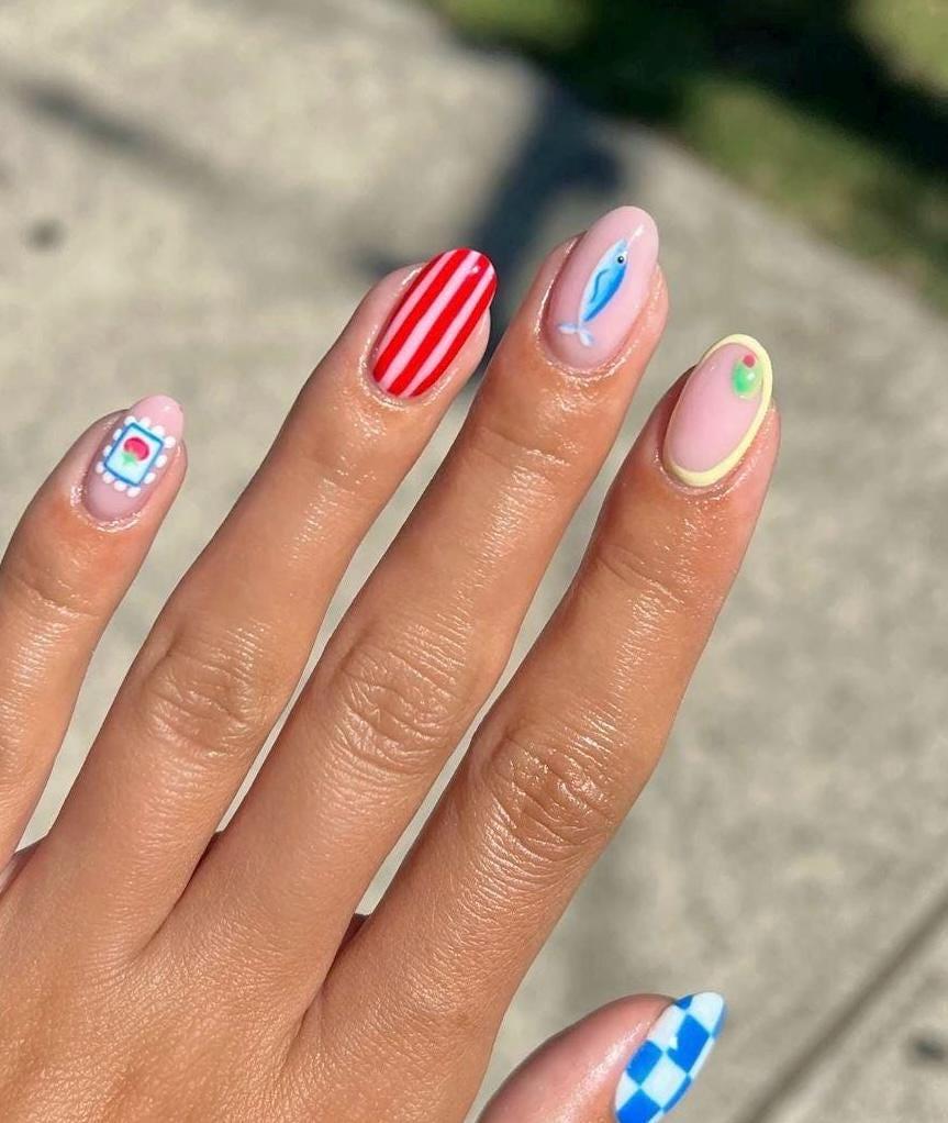 Handpainted Gel Press On Nails