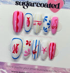 Handpainted Gel Press On Nails