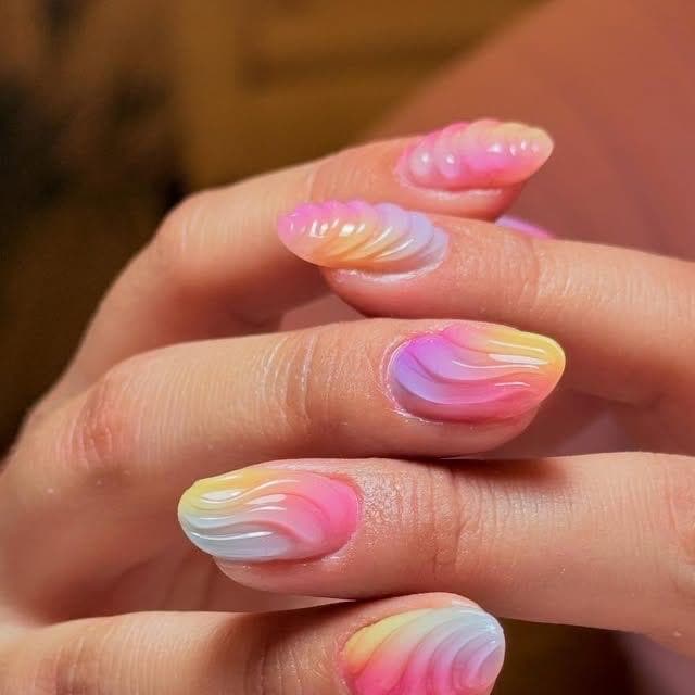 Handpainted Gel French Tip Press On Nails