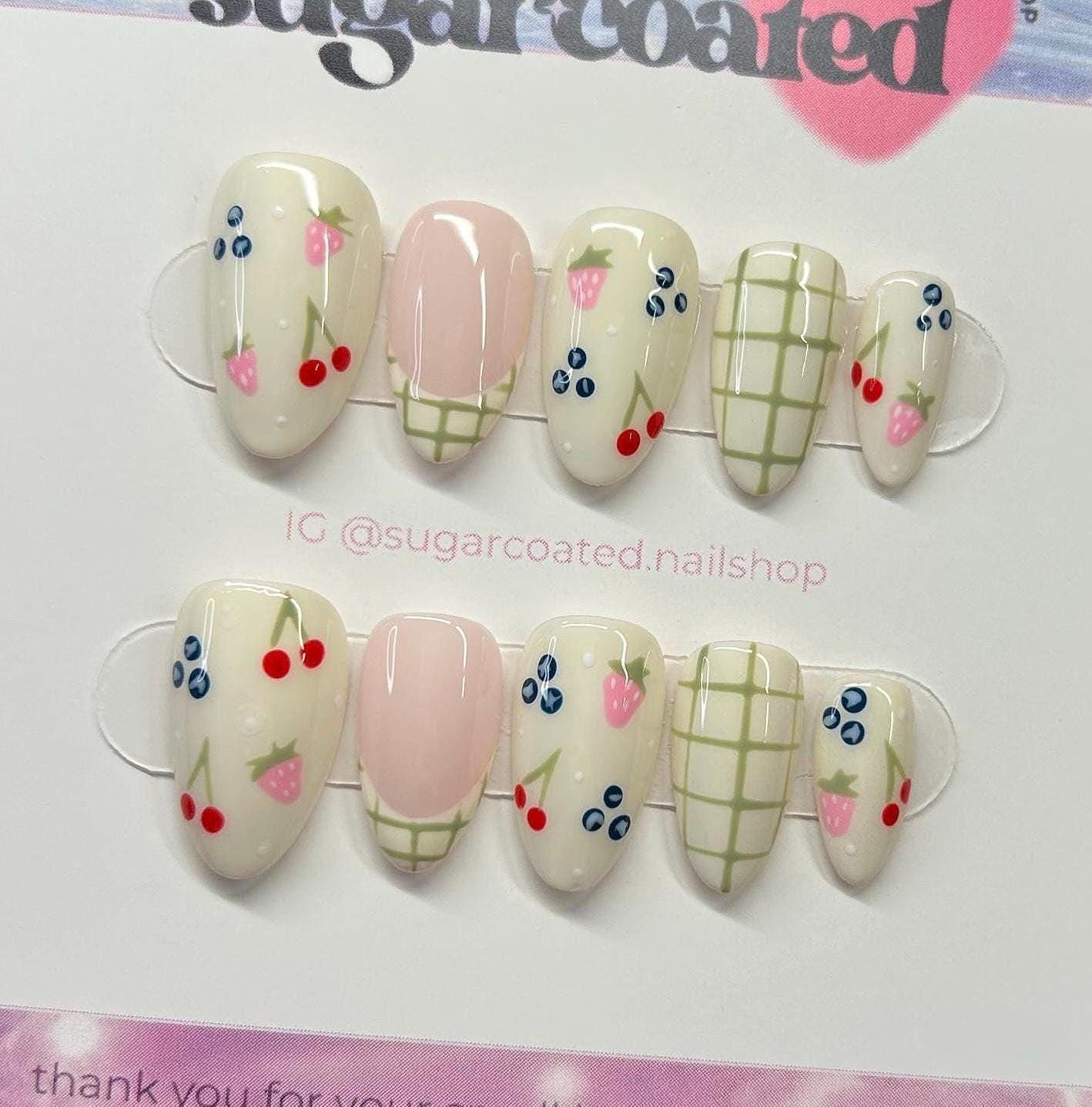 Handpainted Gel Press On Nails