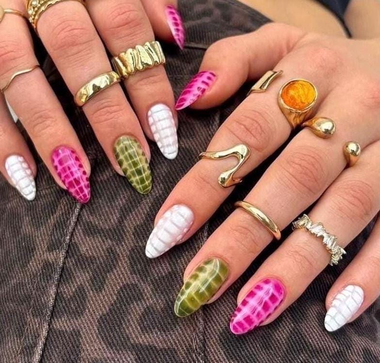 Handmade Custom Gel Press On Nails: Premium Quality, Handpainted, Trendy, Press Ons, Cute Summer Vacation