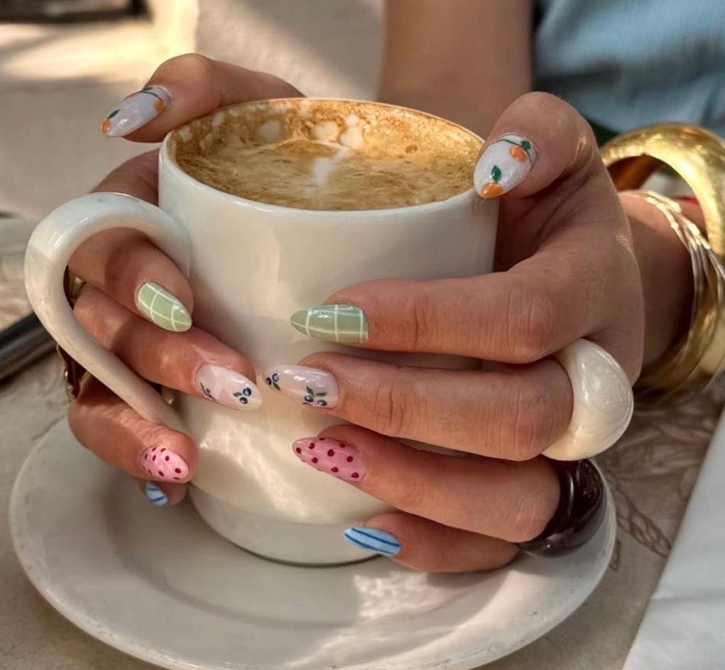Handmade Custom Gel Press On Nails: Premium Quality, Handpainted, Trendy, Press Ons, Fake Nails, Glue On, Cute, Coquette, Cottagecore Dainty