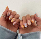 Handmade Custom Gel Press On Nails: Premium Quality, Handpainted, Trendy, Press Ons, Fake Nails, Glue On, Cute, Vacation, Lemon, Summer Mix