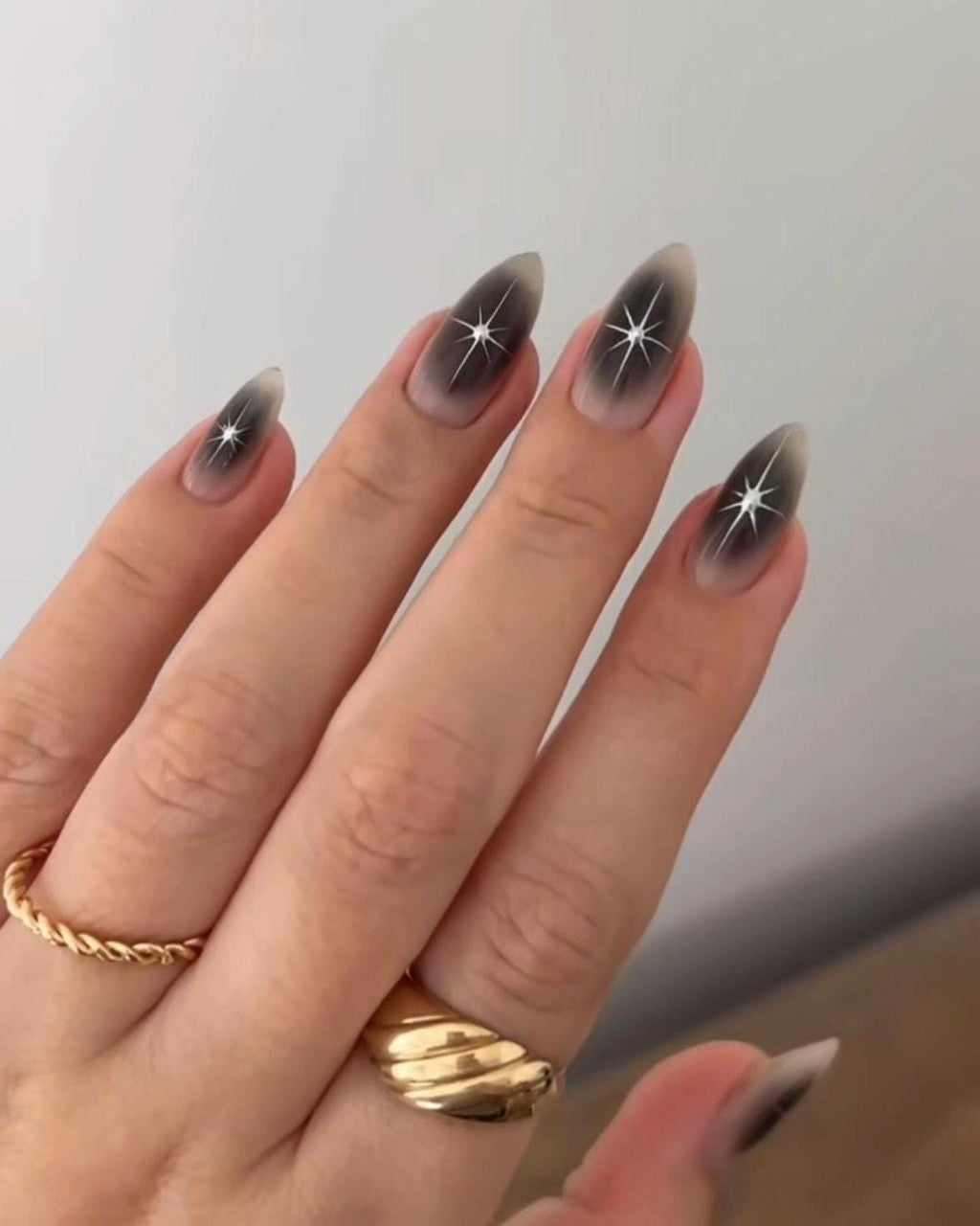 Premium Press On Nails: Custom Salon Quality, Handpainted, Trendy, Press Ons, Fall Autumn August October, Halloween Black, Cute Celestial