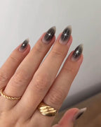 Premium Press On Nails: Custom Salon Quality, Handpainted, Trendy, Press Ons, Fall Autumn August October, Halloween Black, Cute Celestial