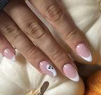Premium Press On Nails: Custom Salon Quality, Handpainted, Trendy, Press Ons, Fall Autumn August October, Halloween Ghost, French Tip