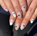 Premium Press On Nails: Custom Salon Quality, Handpainted, Trendy, Press Ons, Fall Autumn August October, Halloween Ghost, Spider Web Cobweb