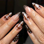 Handmade Custom Gel Press On Nails: Premium Quality, Handpainted, Trendy, Press Ons, Glue On, Fall Autumn, August October, Cozy, Brown Blue