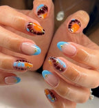 Handmade Custom Gel Press On Nails: Premium Quality, Handpainted, Trendy, Press Ons, Glue On, Fall Autumn, August October, Cozy Brown Orange