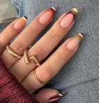 Handmade Custom Gel Press On Nails: Premium Quality, Handpainted, Trendy, Press Ons, Glue On, Fall Autumn, August October, Stripe Cute Brown