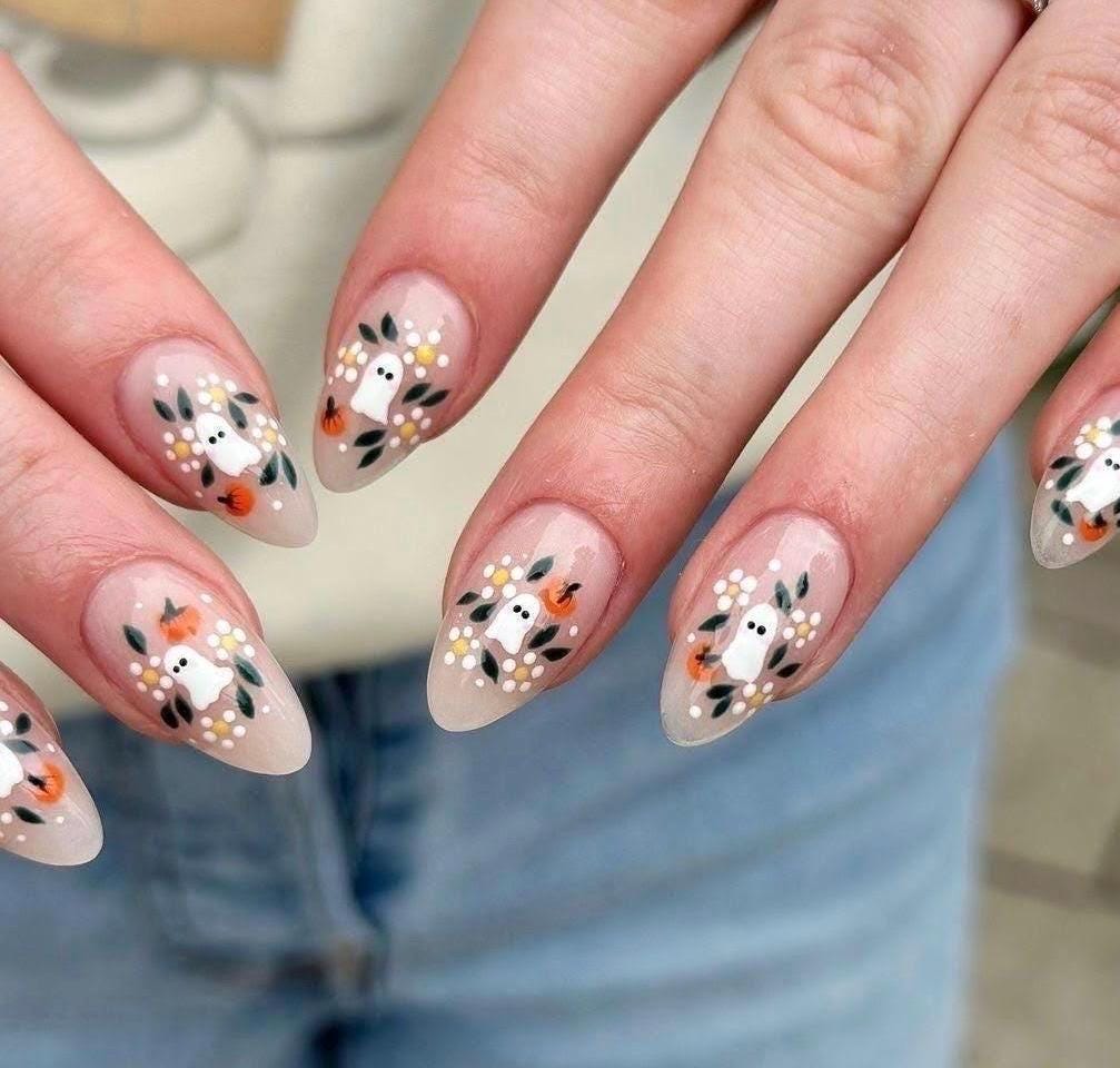 Premium Press On Nails: Custom Salon Quality, Handpainted, Trendy, Press Ons, Fall Autumn September October, Halloween Cute