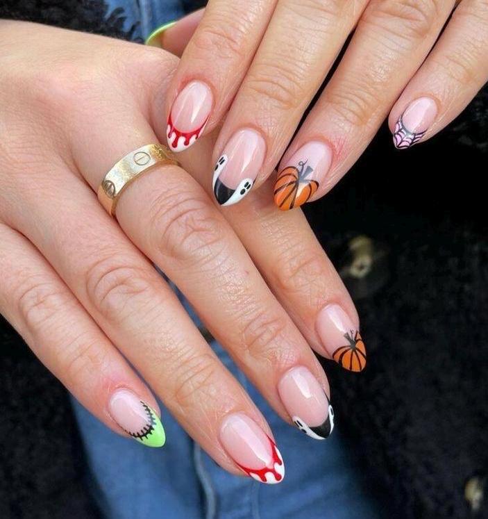 Premium Press On Nails: Custom Salon Quality, Handpainted, Trendy, Press Ons, Fall Autumn September October, Halloween Cute