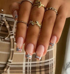 Premium Press On Nails: Custom Salon Quality, Handpainted, Trendy, Press Ons, Glue On, Fall Autumn, August October, Cozy Sweater, Classy