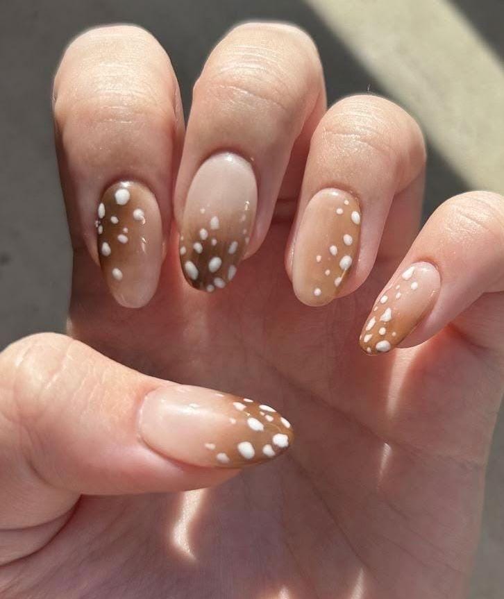 Premium Press On Nails: Custom Salon Quality, Handpainted, Trendy, Press Ons, Fall Autumn, October Brown, Cottagecore Cute, Deer Fawn