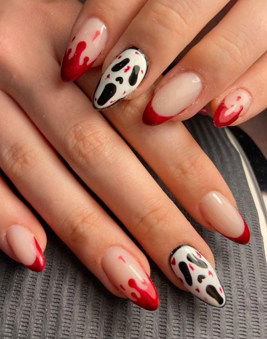 Premium Press On Nails: Custom Salon Quality, Handpainted, Trendy, Press Ons, Fall Autumn August October Blood Drip, Halloween Ghost, Scream