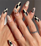 Premium Press On Nails: Custom Salon Quality, Handpainted, Trendy, Press Ons, Fall Autumn August October, Halloween Ghost, Checker, Pumpkin