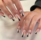 Premium Press On Nails: Custom Salon Quality, Handpainted, Trendy, Press Ons, Fall Autumn August October, Halloween Black Cross, Simple
