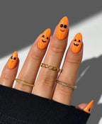 Premium Press On Nails: Custom Salon Quality, Handpainted, Trendy, Press Ons, Fall Autumn August October, Halloween, Pumpkin Mix, Cute