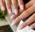 Premium Press On Nails: Custom Salon Quality, Handpainted, Trendy, Press Ons, Fall Autumn August October, Orange, Halloween Ghost, Flowers