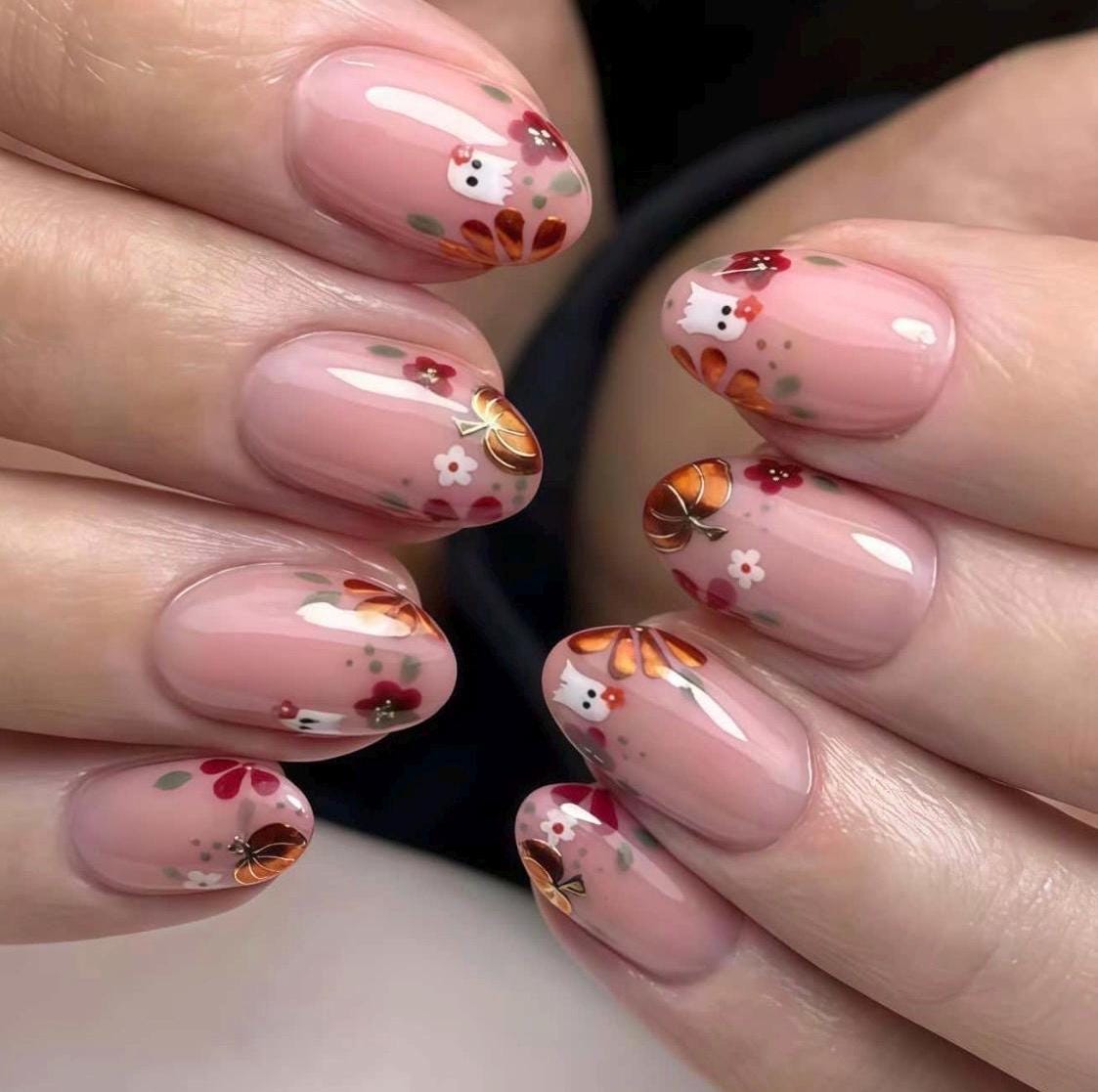 Premium Press On Nails: Custom Salon Quality, Handpainted, Trendy, Press Ons, Fall Autumn September October, Halloween Cute