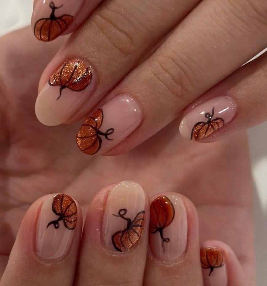Premium Press On Nails: Custom Salon Quality, Handpainted, Trendy, Press Ons, Fall Autumn September October, Halloween Cute