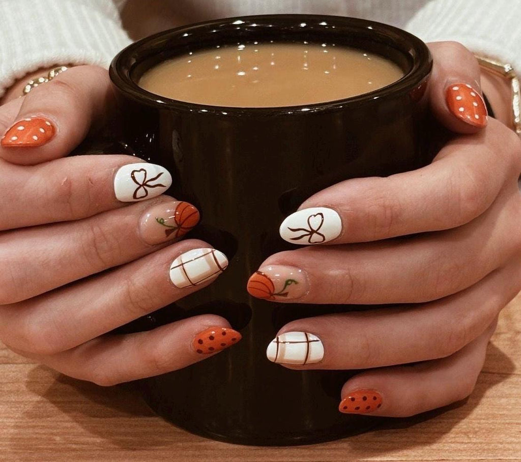 Premium Press On Nails: Custom Salon Quality, Handpainted, Trendy, Press Ons, Fall Autumn September October, Halloween Cute