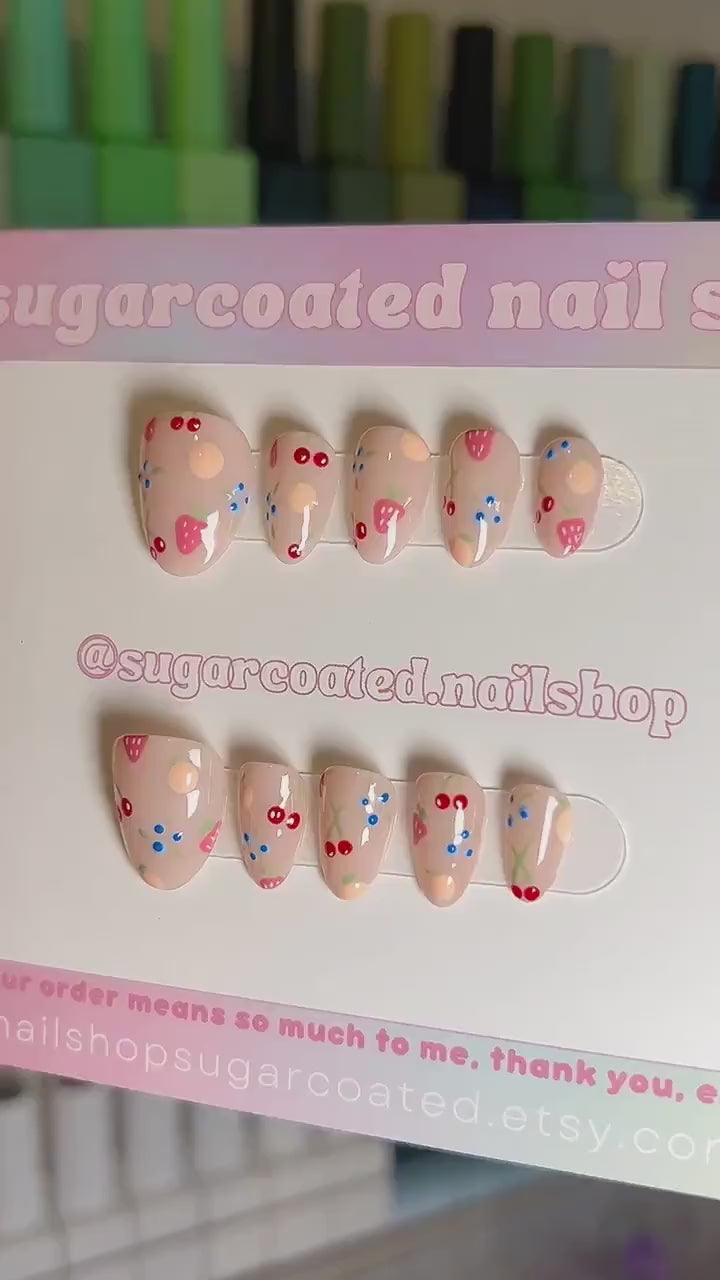 Handmade Press On Nails: Luxury, Almond Round Short, Hand Painted Custom, Gel