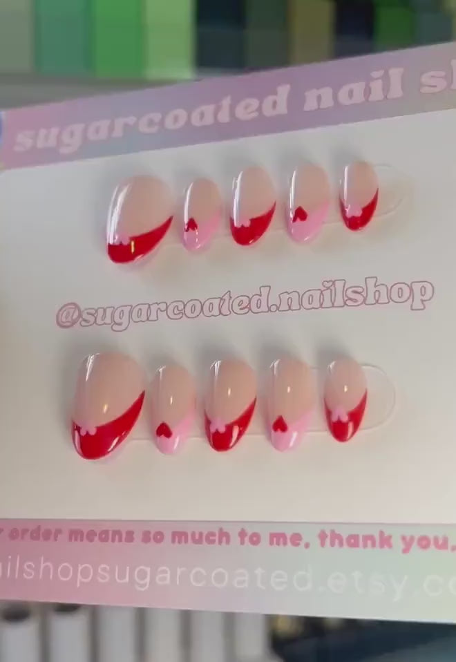 Handmade Press On Nails: Luxury, Almond Round Short, Hand Painted Custom, Gel